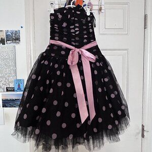 Jessica McClintock for Gunne Sax Pink Polka Dot Dress